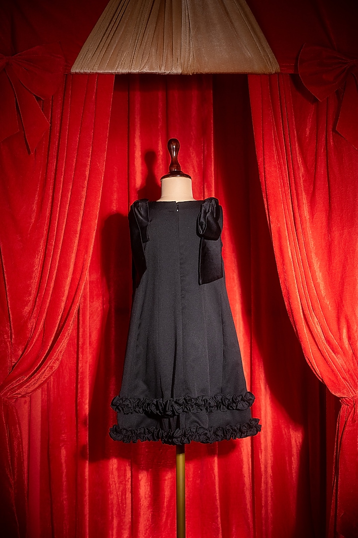 Black Polyester & Spandex Embroidered Dress For Girls by Tilsim by Sagarika Mehrotra at Pernia's Pop Up Shop