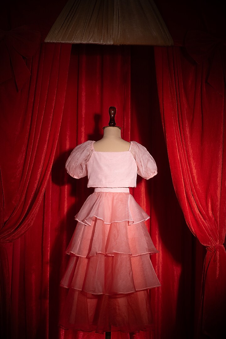 Pink Polyester Nylon Embroidered Co-Ord Set For Girls by Tilsim by Sagarika Mehrotra at Pernia's Pop Up Shop