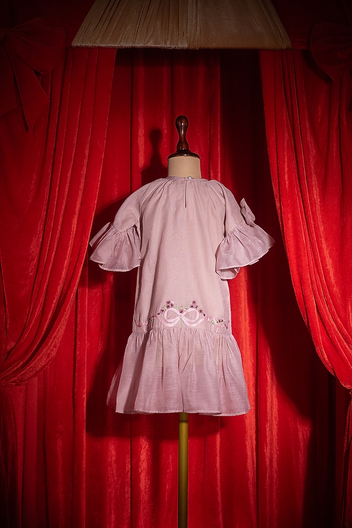 Pink Polyester Nylon Embroidered Dress For Girls by Tilsim by Sagarika Mehrotra at Pernia's Pop Up Shop