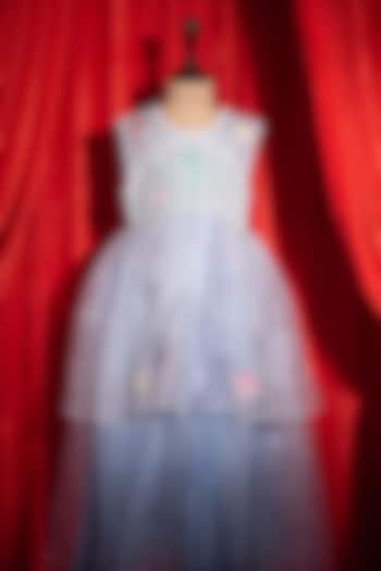 Blue Tulle Layered Dress For Girls by Tilsim by Sagarika Mehrotra at Pernia's Pop Up Shop