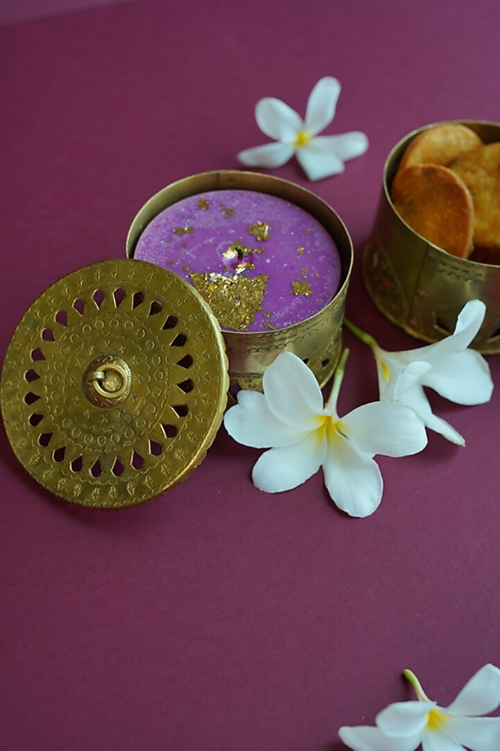 Gold Brass Holder With Lid by The India Craft Project at Pernia's Pop Up Shop