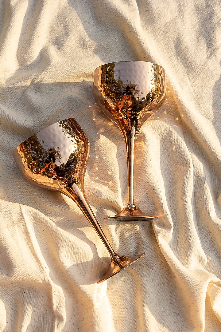 Copper Wine Glasses ( Set of 2) by The India Craft Project at Pernia's Pop Up Shop