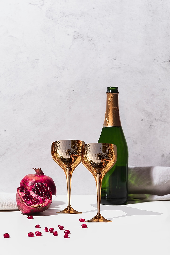 Copper Wine Glasses ( Set of 2) by The India Craft Project at Pernia's Pop Up Shop