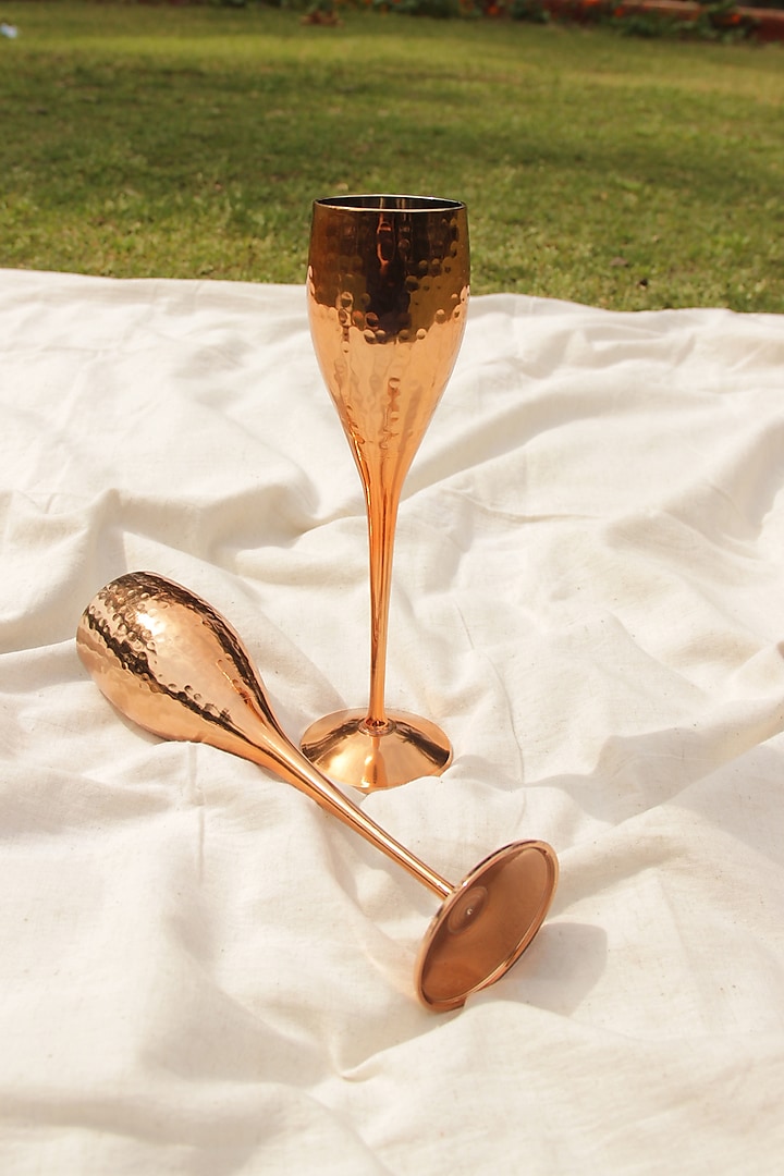 Copper Wine Glasses ( Set of 2) Design by The India Craft Project