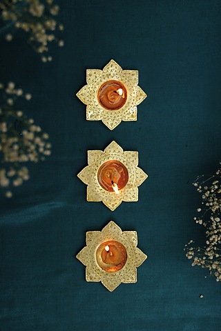 Kamal Lotus-Bird-Flower Diyas (Set of 4) by The India Craft Project
