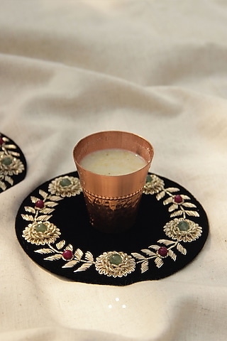 Kusum Coasters on Velvet (Set of 4) by The India Craft Project