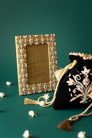 Green Kat Jaal Zardozi Photo Frame by The India Craft Project
