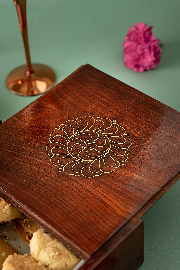 Brown Tarkashi Handcrafted Box by The India Craft Project at Pernia's Pop Up Shop