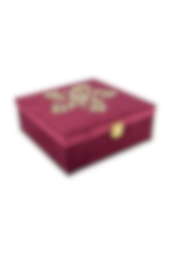Maroon Velvet Zardosi Embroidered Gift Box by The India Craft Project