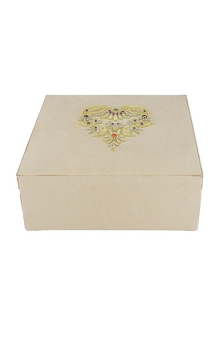 Paan in Cream Suede Zardozi Box by The India Craft Project at Pernia's Pop Up Shop