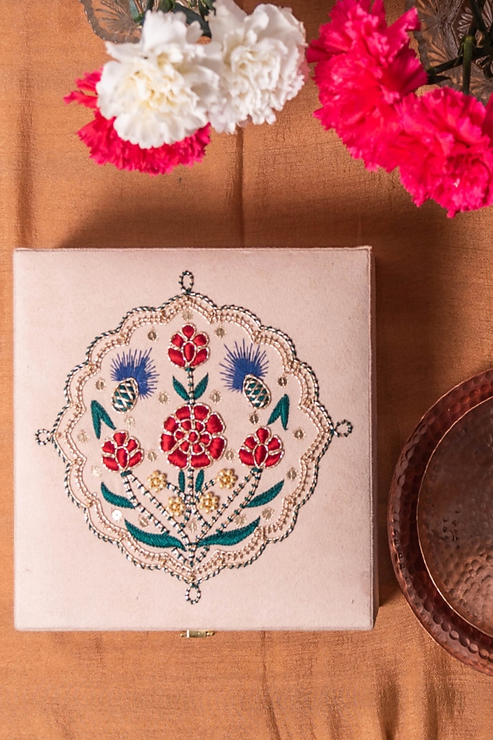 Guldasta Laal Phool Zardozi Box by The India Craft Project at Pernia's Pop Up Shop
