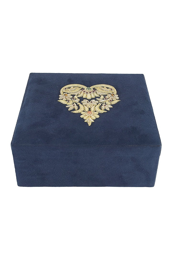 Blue Velvet & Zardosi Thread Gift Box by The India Craft Project