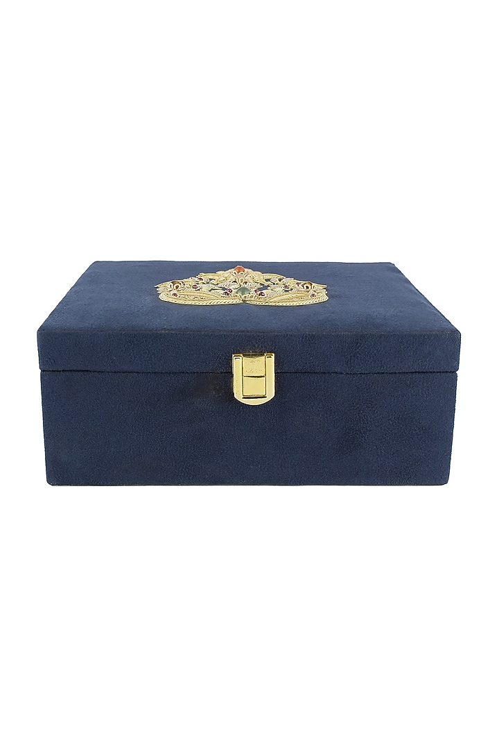 Paan Suede Blue Zardozi Box by The India Craft Project at Pernia's Pop Up Shop