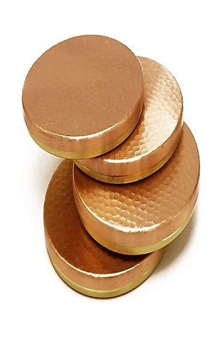 Chamak Copper and Brass Coasters (Set of 4) by The India Craft Project