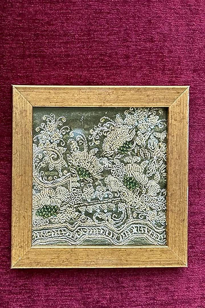 Hariyali Zardozi Framed Coasters (Set of 2) by The India Craft Project at Pernia's Pop Up Shop