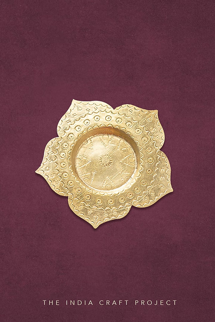 Aarna Gift Box Brass Phool Tea light Holders (Set of 4) by The India Craft Project at Pernia's Pop Up Shop