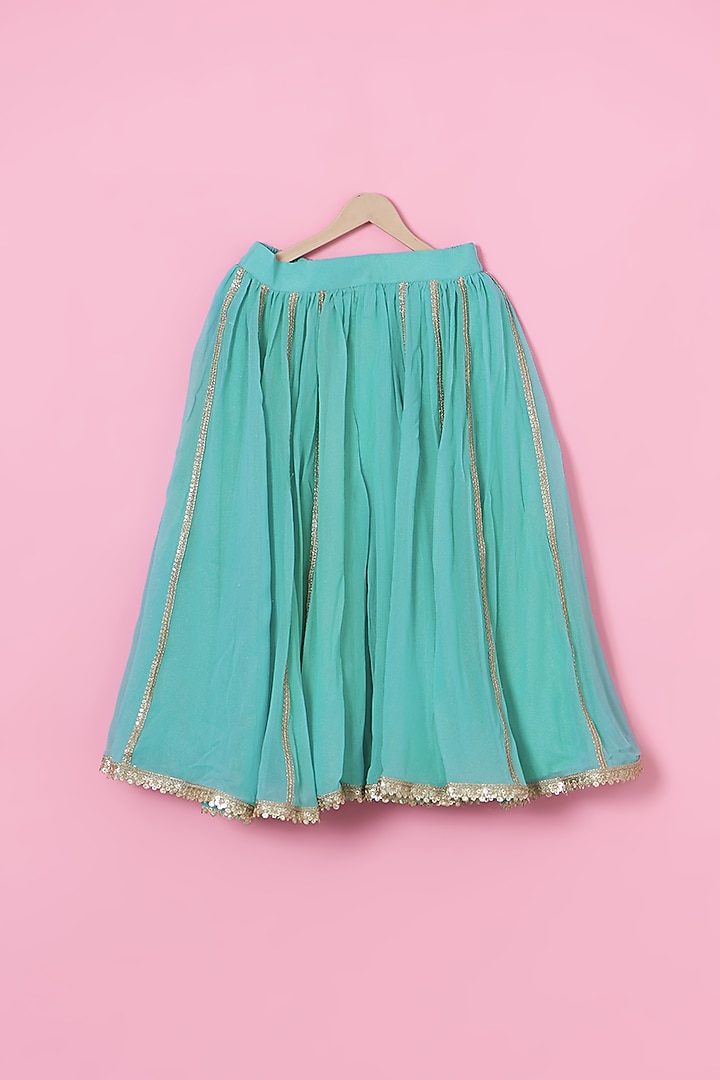 Sea Blue Georgette Sharara Set For Girls by Tinny Bebe at Pernia's Pop Up Shop