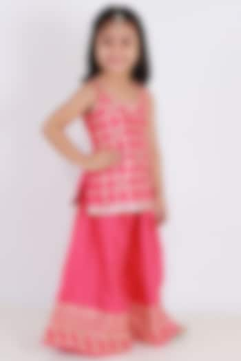 Fuchsia Embroidered Sharara Set For Girls by TinyPants at Pernia's Pop Up Shop