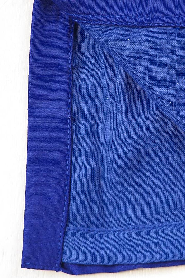 Royal Blue Hand Embroidered Kurta Set For Girls by TinyPants at Pernia's Pop Up Shop