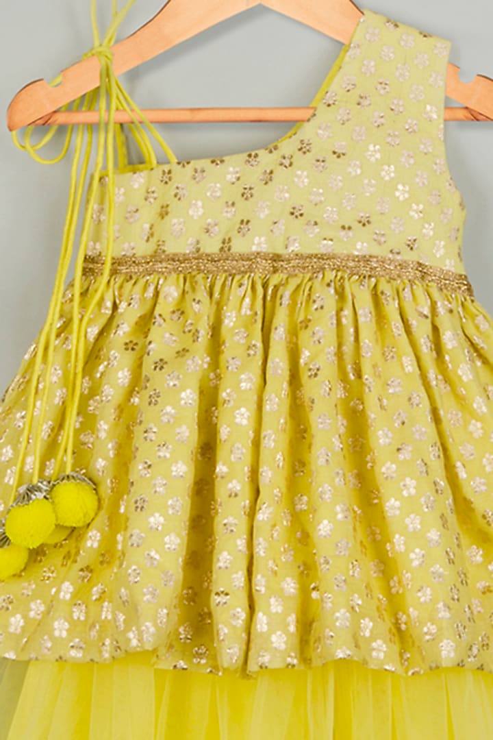 Yellow Embroidered Lehenga Set For Girls by TinyPants