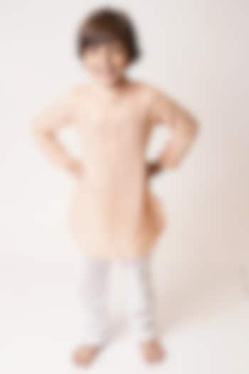 Peach Georgette Kurta Set For Boys by TinyPants at Pernia's Pop Up Shop