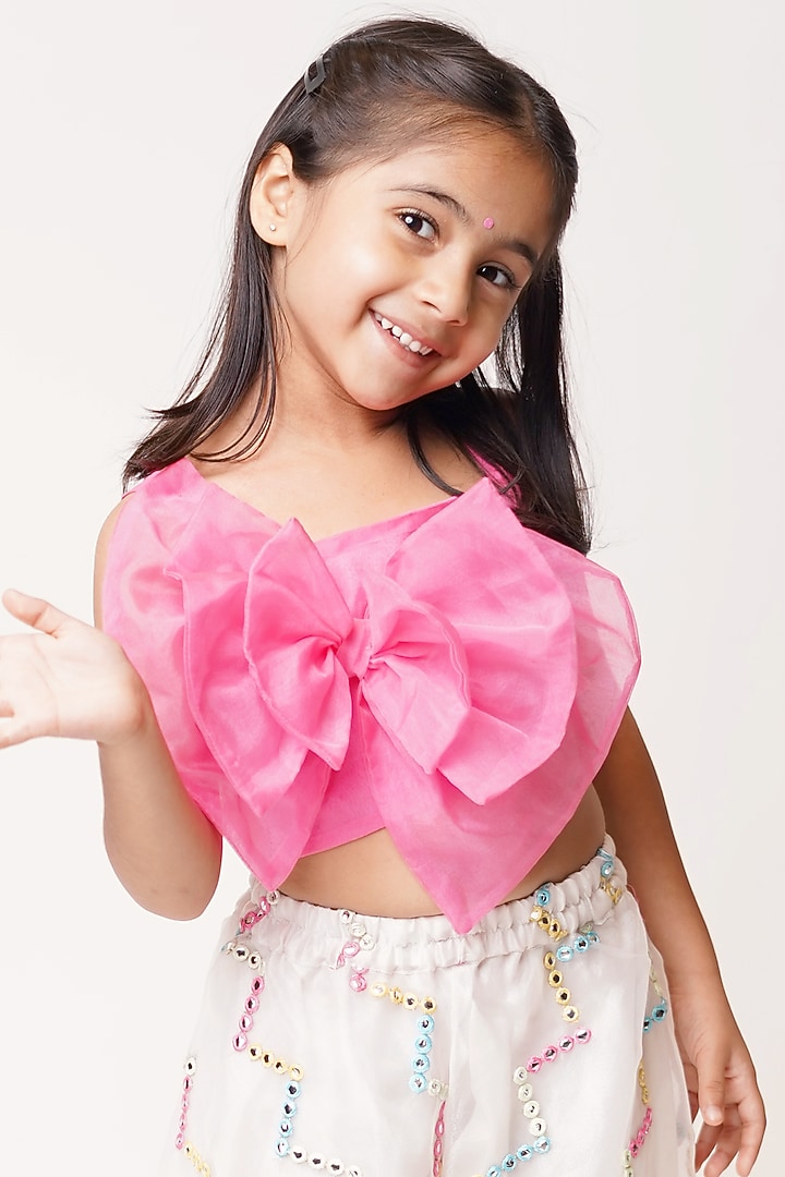 White Organza Palazzo Pant Set For Girls by TinyPants at Pernia's Pop Up Shop