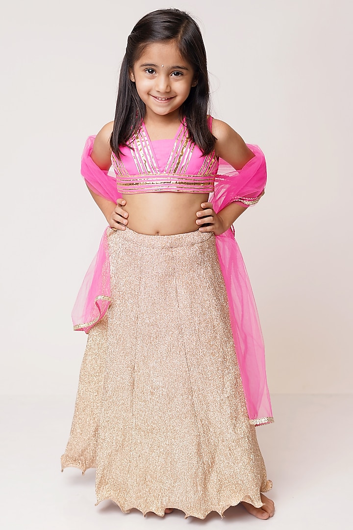 Gold Chroma Lehenga Set  by TinyPants