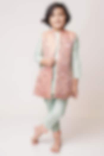 Pink Banarasi Sherwani Set For Boys by TinyPants