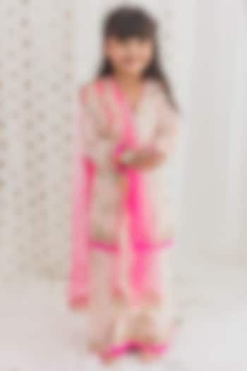 Pastel Pink Georgette Sharara Set For Girls by TinyPants