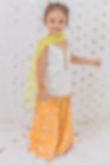 Mustard Cotton Silk Sharara Set For Girls by TinyPants at Pernia's Pop Up Shop