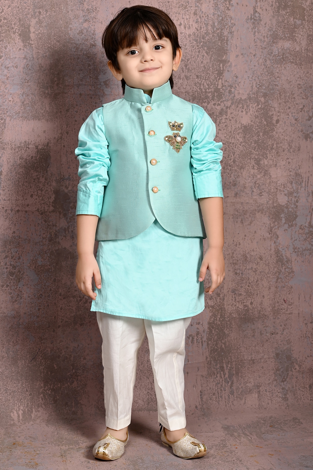 Green Floral Nehru Jacket Set – CHATENYA MITTAL