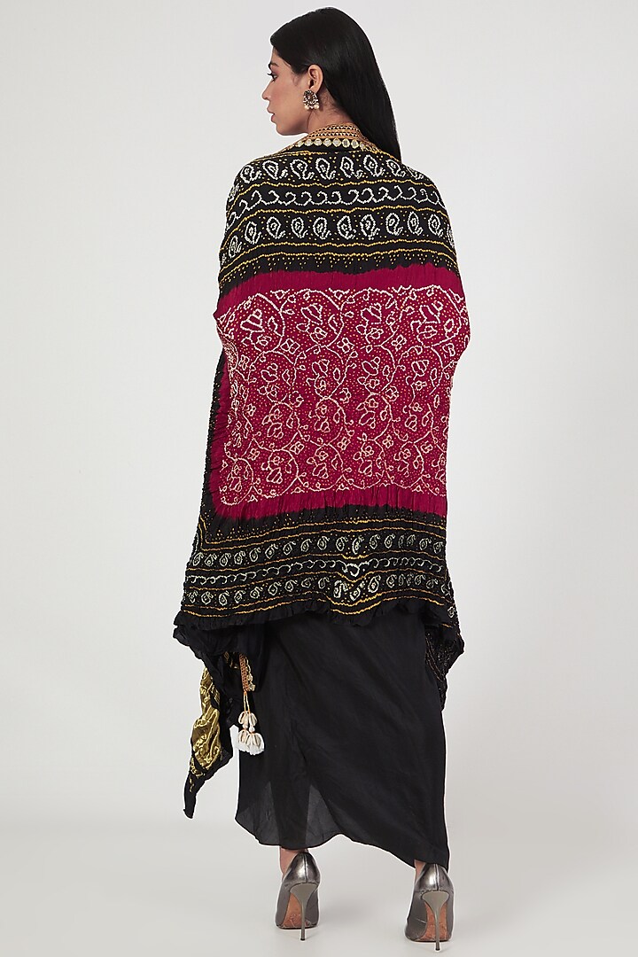 Black Draped Party Wear Dress With Hand Embroidered Cape by Tisha Saksena at Pernia's Pop Up Shop