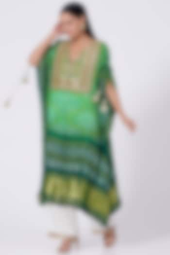 Green Printed & Embroidered Kaftan Set by Tisha Saksena at Pernia's Pop Up Shop