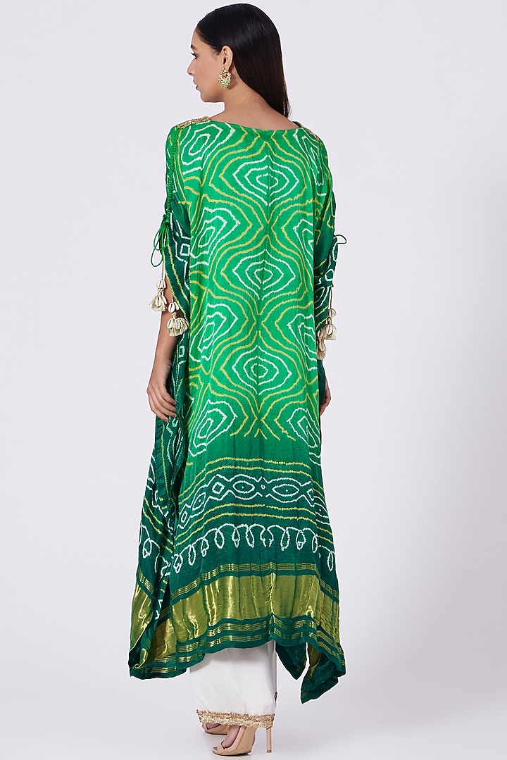 Green Printed & Embroidered Kaftan Set by Tisha Saksena at Pernia's Pop Up Shop