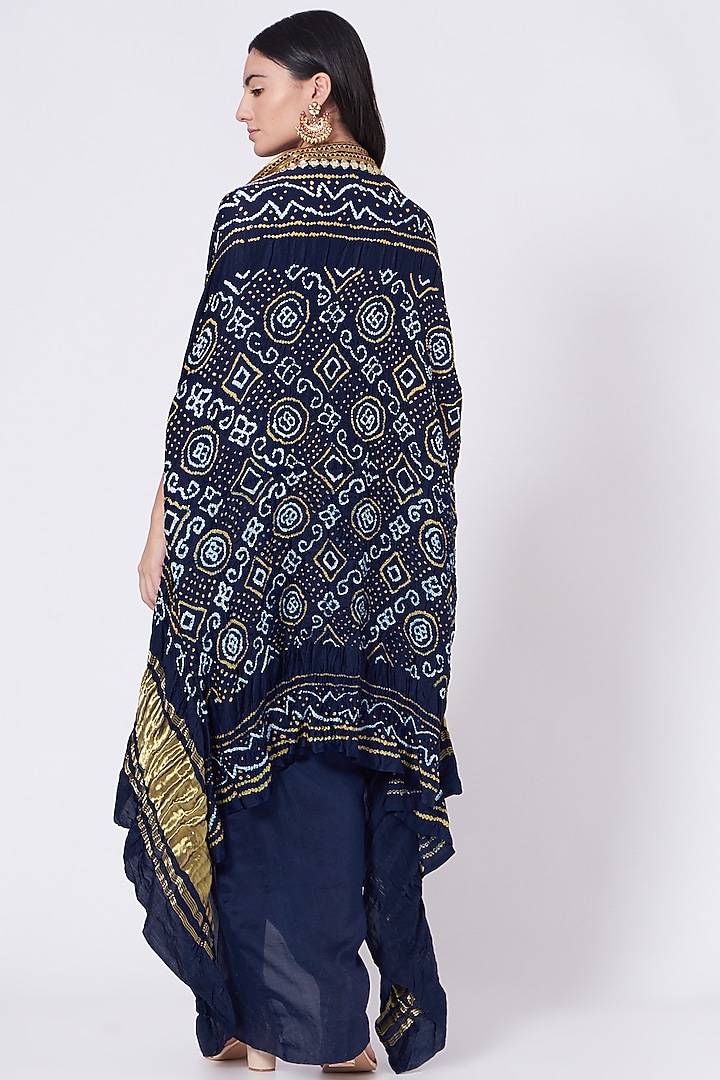 Navy Blue Drape Dress With Cape by Tisha Saksena at Pernia's Pop Up Shop