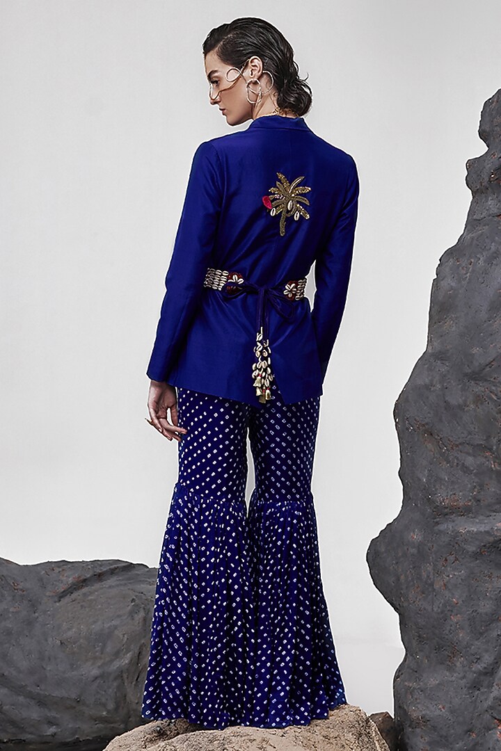 Aubergine Handloom Mashru Silk Bandhani Pant Set by Tisha Saksena at Pernia's Pop Up Shop