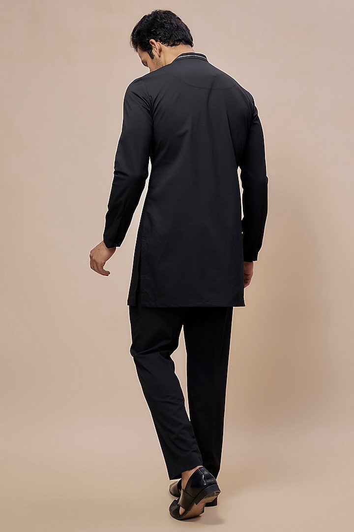 Black Cotton Kurta Set by TISASTUDIO at Pernia's Pop Up Shop