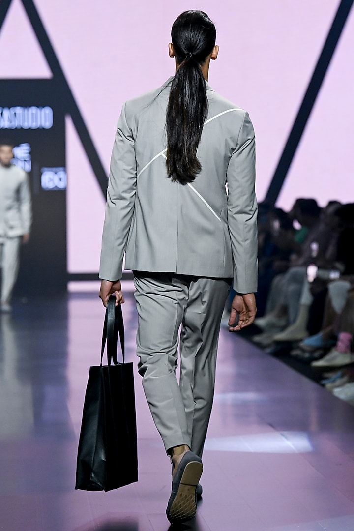 Grey Terry Rayon Jacket Set by TISASTUDIO at Pernia's Pop Up Shop