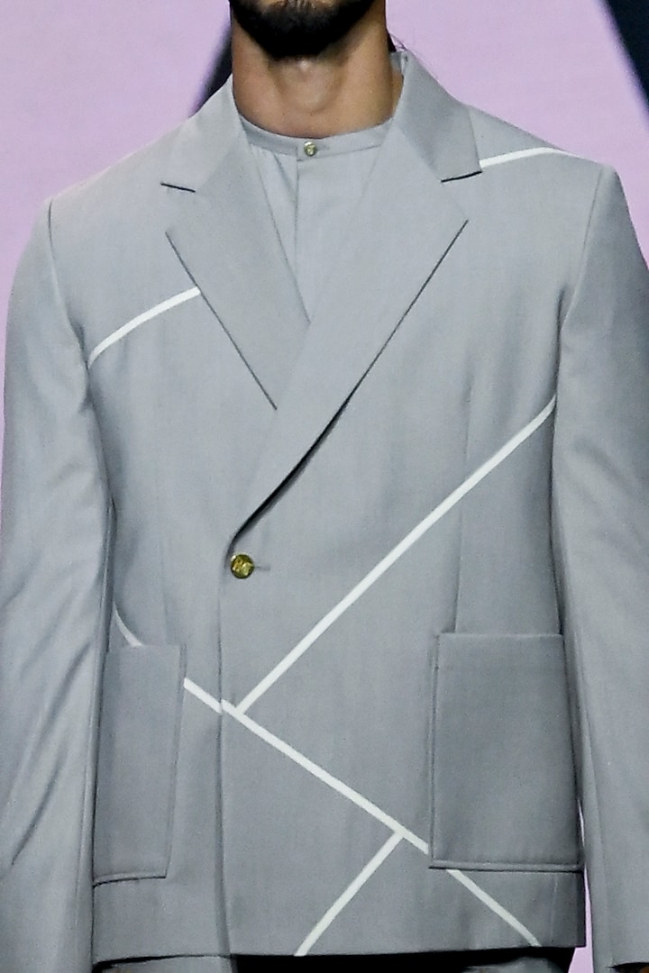 Grey Terry Rayon Jacket Set by TISASTUDIO at Pernia's Pop Up Shop