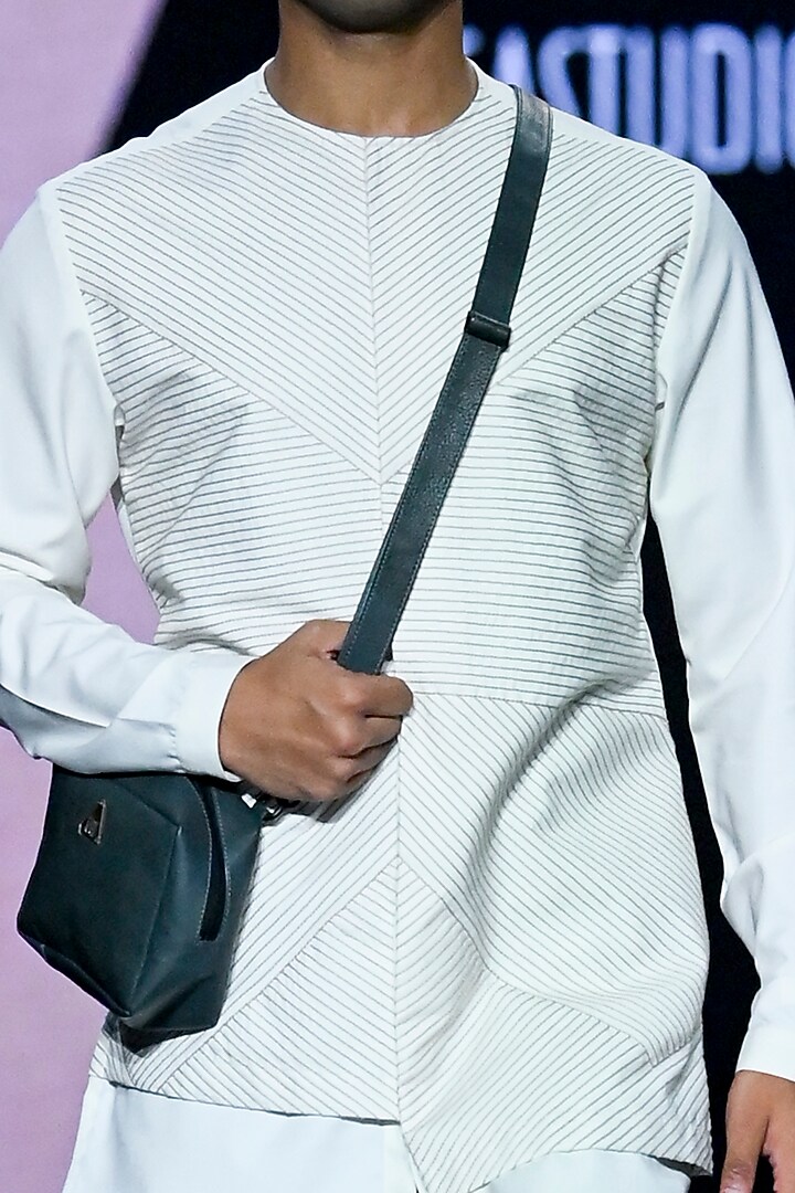 White Terry Rayon Asymmetric Kurta Set by TISASTUDIO at Pernia's Pop Up Shop