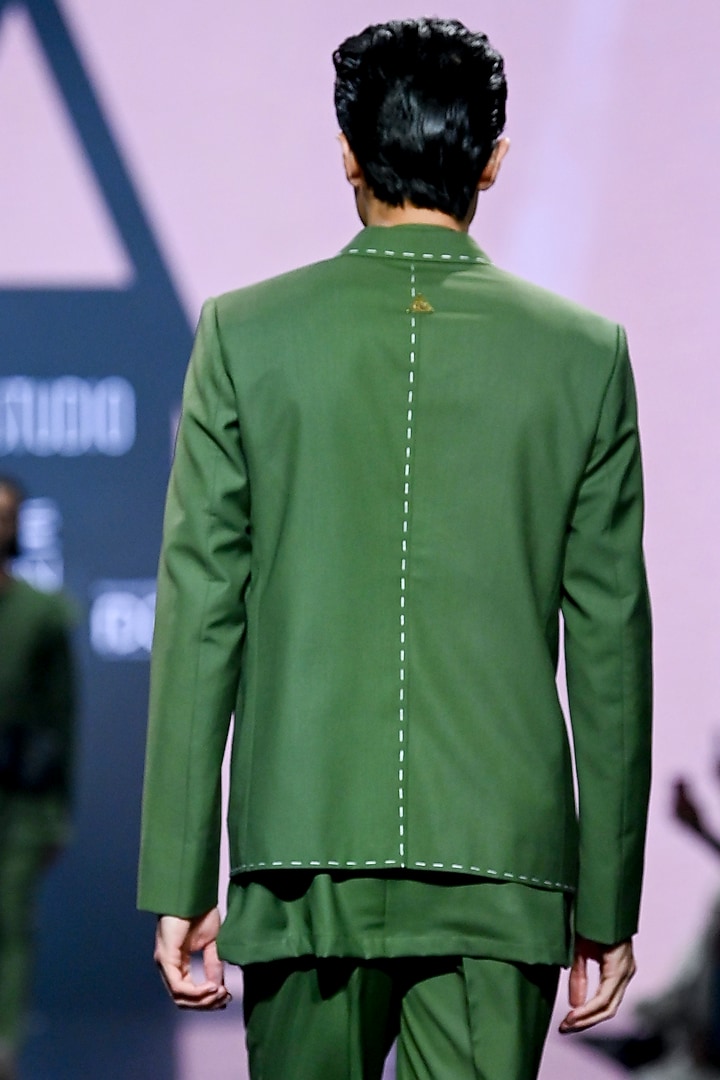 Green Terry Rayon Jacket Set by TISASTUDIO at Pernia's Pop Up Shop