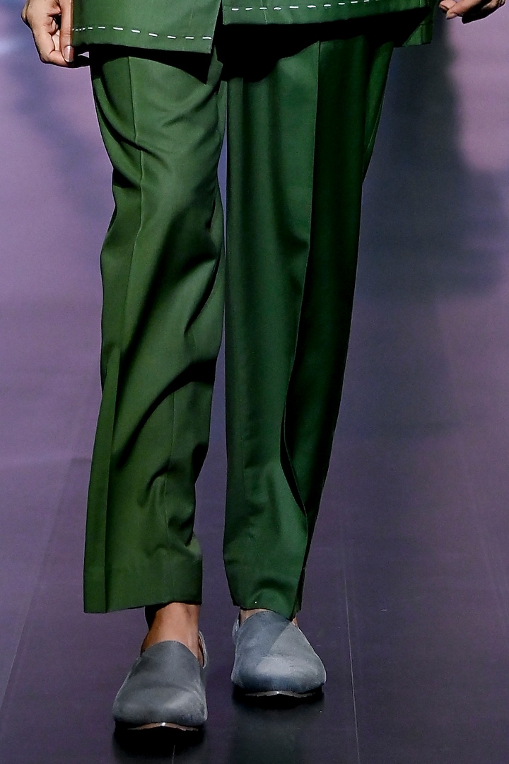 Green Terry Rayon Asymmetric Kurta Set by TISASTUDIO at Pernia's Pop Up Shop