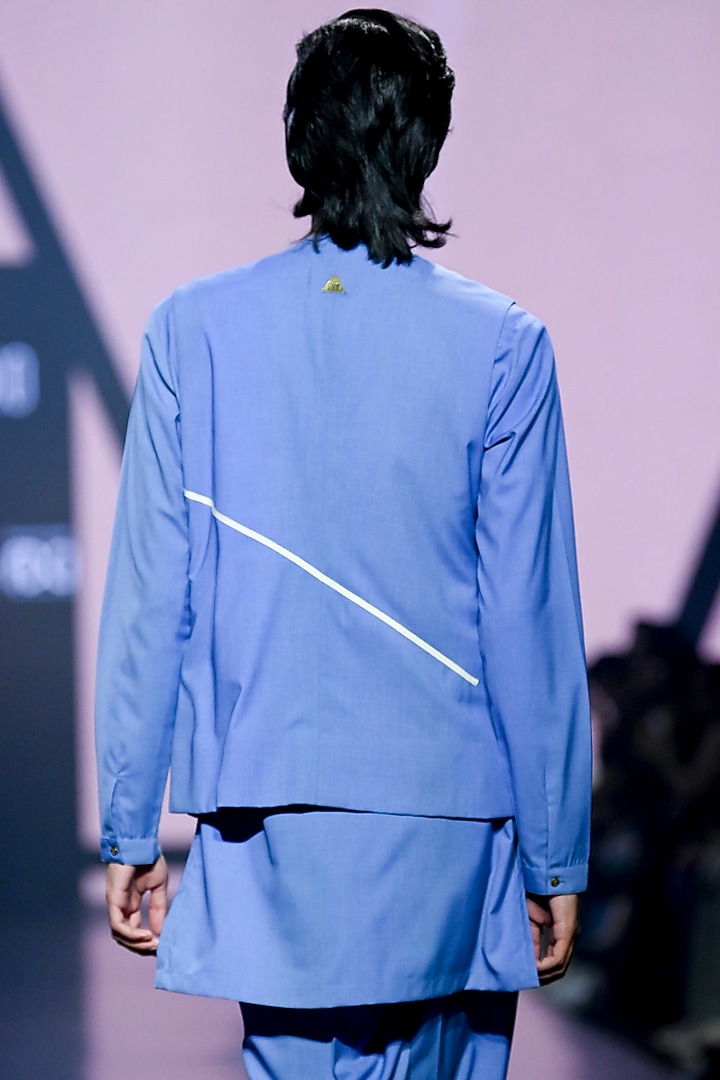 Blue Terry Rayon Jacket Set by TISASTUDIO at Pernia's Pop Up Shop