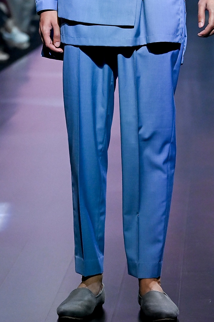 Blue Terry Rayon Jacket Set by TISASTUDIO at Pernia's Pop Up Shop