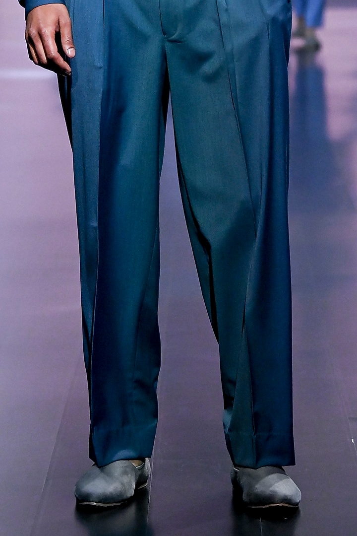 Blue Terry Rayon Pant Set by TISASTUDIO at Pernia's Pop Up Shop