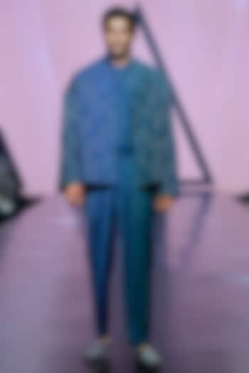 Blue Terry Rayon Jacket Set by TISASTUDIO at Pernia's Pop Up Shop