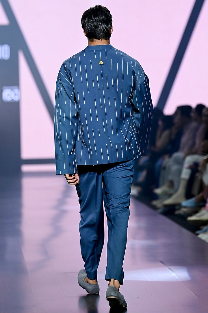 Blue Terry Rayon Jacket Set by TISASTUDIO at Pernia's Pop Up Shop
