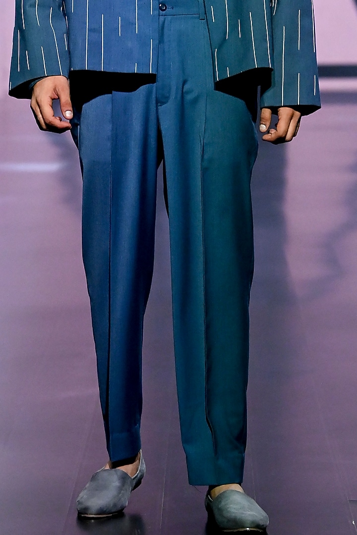 Blue Terry Rayon Jacket Set by TISASTUDIO at Pernia's Pop Up Shop