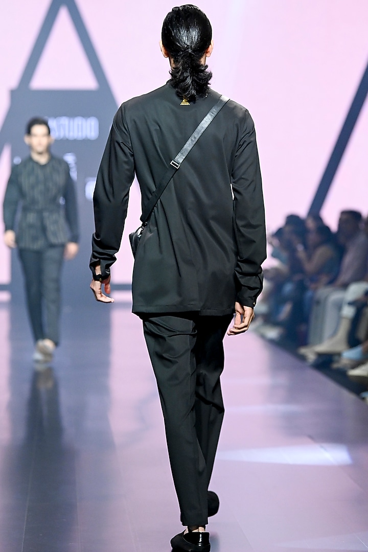 Black Terry Rayon Kurta Set by TISASTUDIO at Pernia's Pop Up Shop