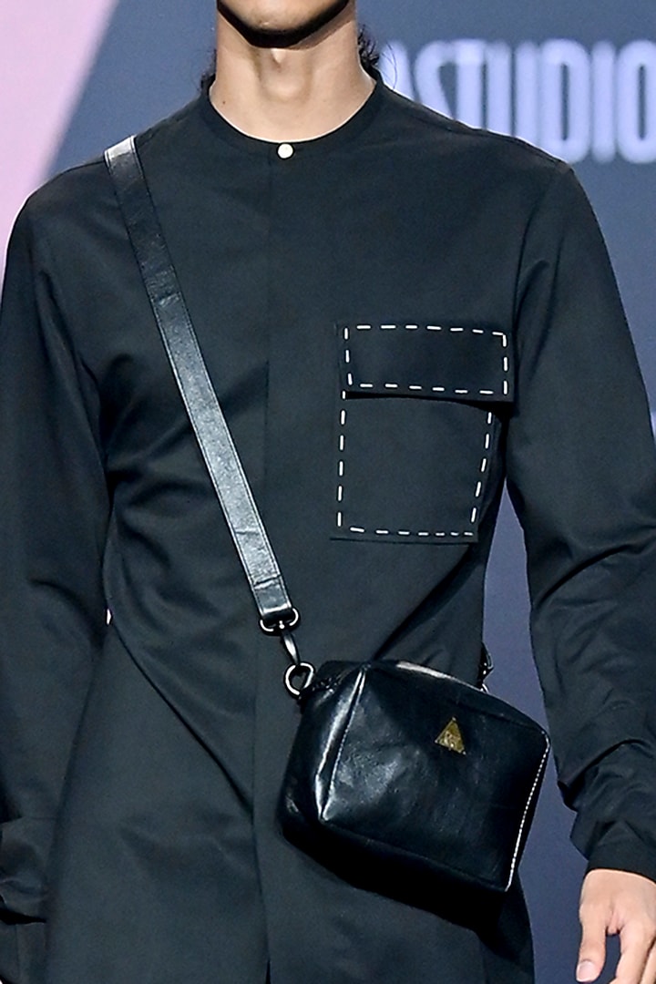 Black Terry Rayon Kurta Set by TISASTUDIO at Pernia's Pop Up Shop